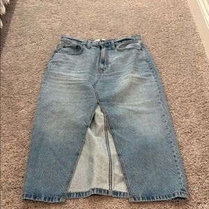 Abercrombie & Fitch Light Blue Denim Midi Skirt